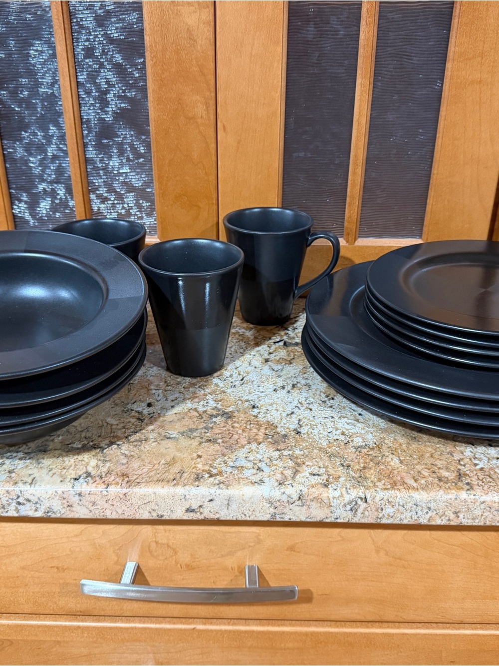 Nautica Matte Black Dinnerware Set - Plates, Bowls & Mugs arctic night